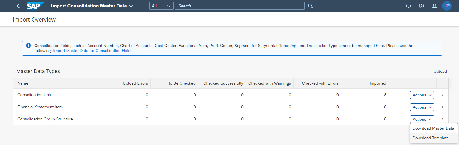 Image 1 - Import Consolidation Master Data