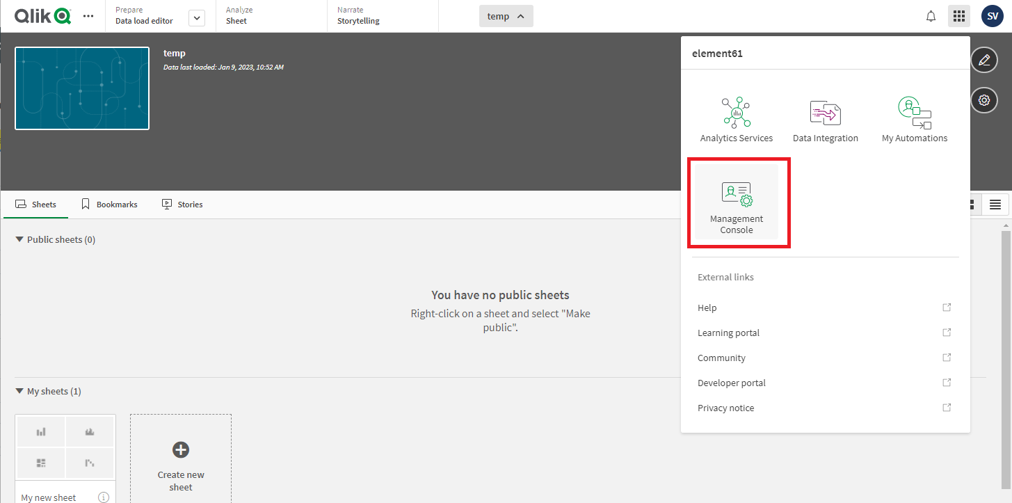 Picture 8 - Qlik Sense Tenant API Key
