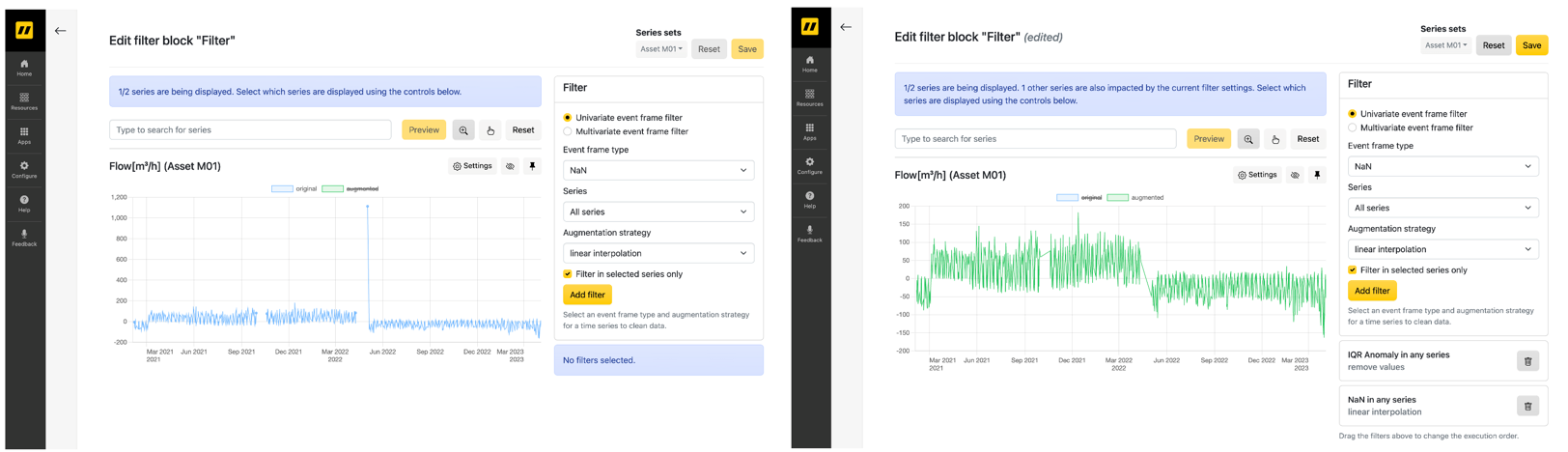 Filter block - before and after filter apply
