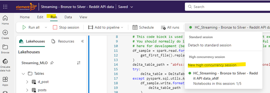 high-concurrency session