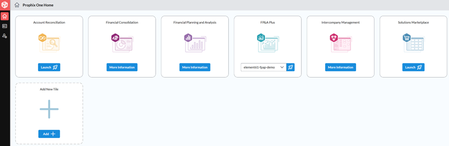 FP&A Plus Prophix insight - Figure 6 Prophix One Homepage