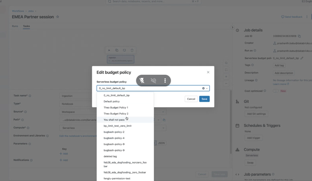 Query - Edit budget policy