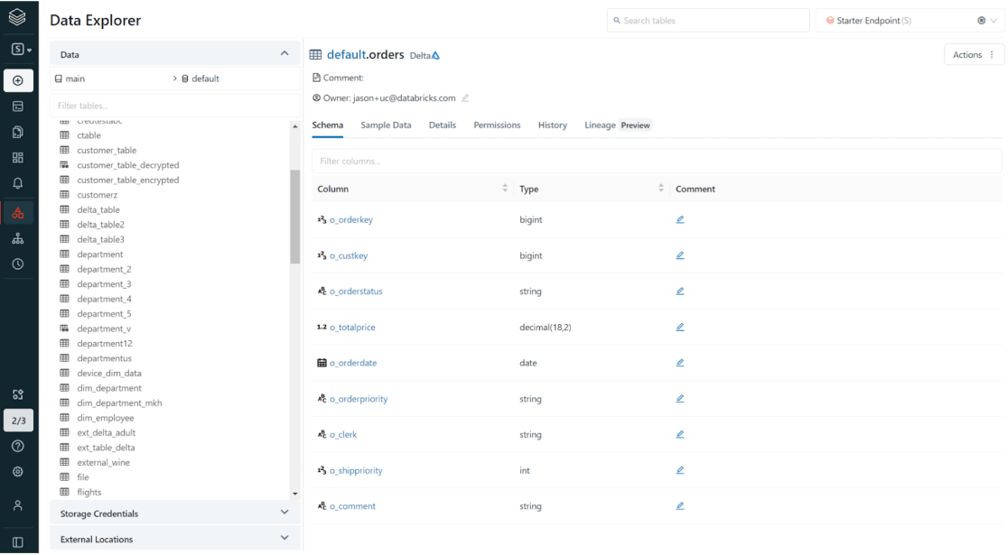 Demo of Databricks Unity Catalog