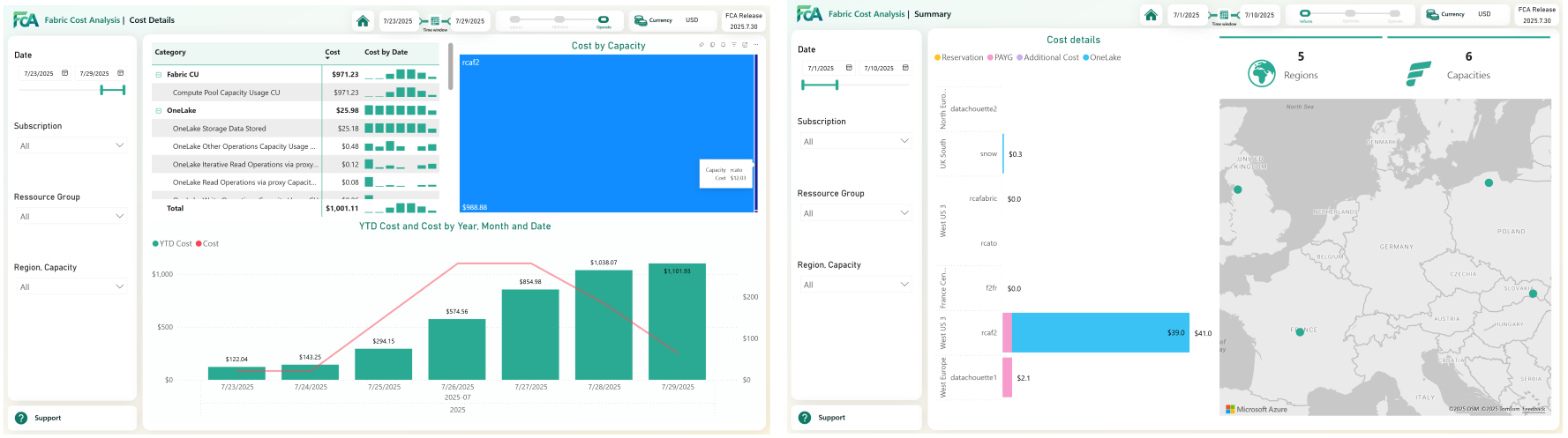 FCA Cost Details Page and FCA Home Page 1