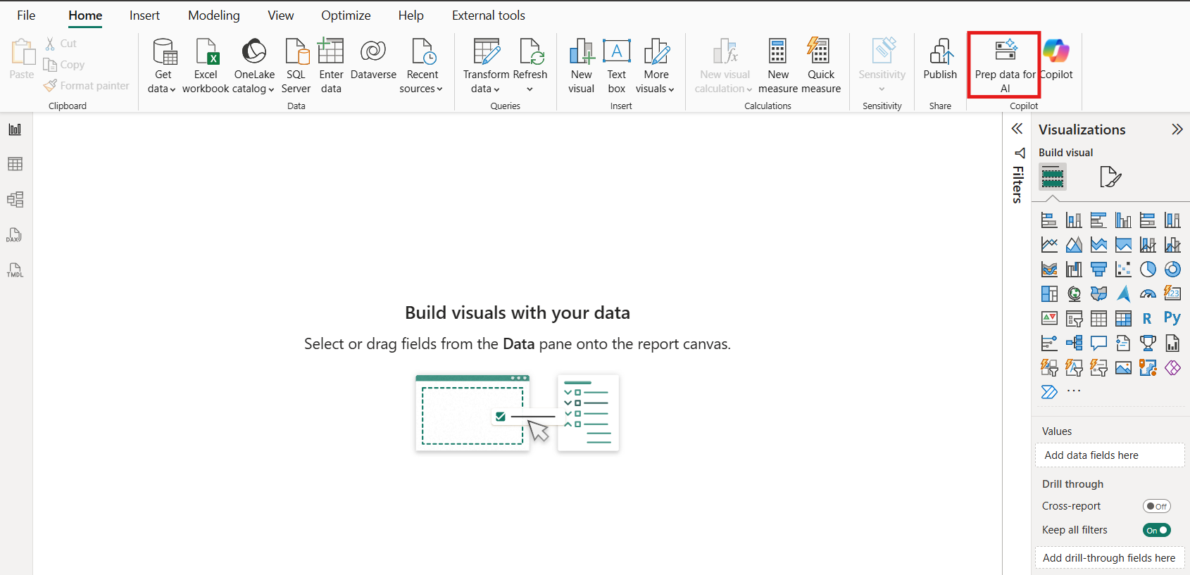 	Figure 9 The ‘Prep data for AI’ feature in the semantic model